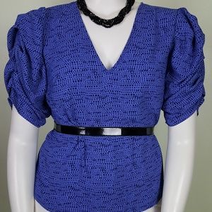 Ava and Viv blue top with dark blue spots Size X